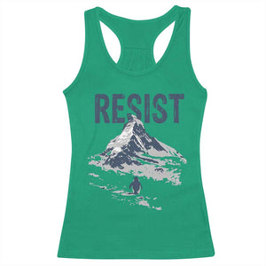 Funny Penguin Protest Racerback Tank Top Resist Penguin Mountain Hiking Meme TS14 Irish Green Print Your Wear
