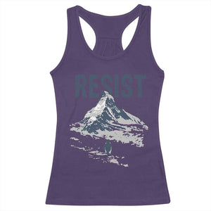 Funny Penguin Protest Racerback Tank Top Resist Penguin Mountain Hiking Meme TS14 Purple Print Your Wear