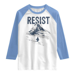Funny Penguin Protest Raglan Shirt Resist Penguin Mountain Hiking Meme TS14 White Carolina Blue Print Your Wear