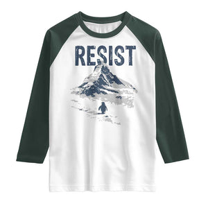 Funny Penguin Protest Raglan Shirt Resist Penguin Mountain Hiking Meme TS14 White Dark Forest Green Print Your Wear