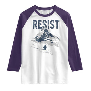 Funny Penguin Protest Raglan Shirt Resist Penguin Mountain Hiking Meme TS14 White Purple Print Your Wear