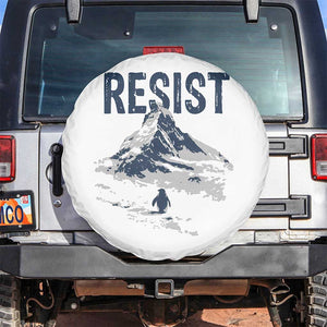 Funny Penguin Protest Spare Tire Cover Resist Penguin Mountain Hiking Meme TS14 No hole White Print Your Wear
