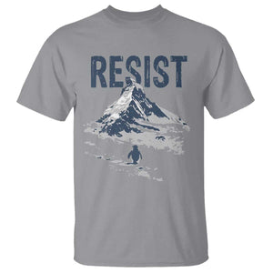 Funny Penguin Protest T Shirt Resist Penguin Mountain Hiking Meme TS14 Sport Gray Print Your Wear