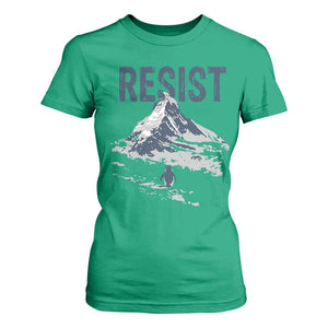 Funny Penguin Protest T Shirt For Women Resist Penguin Mountain Hiking Meme TS14 Irish Green Print Your Wear