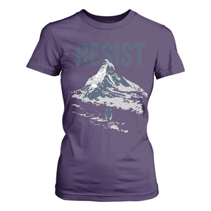 Funny Penguin Protest T Shirt For Women Resist Penguin Mountain Hiking Meme TS14 Purple Print Your Wear