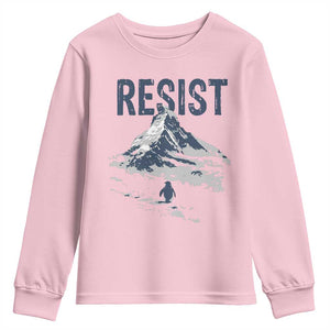 Funny Penguin Protest Youth Sweatshirt Resist Penguin Mountain Hiking Meme TS14 Light Pink Print Your Wear