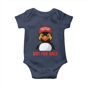 Greenland Is Not for Sale Baby Onesie Funny Nihilist Penguin FDT Political Meme TS14 Navy Print Your Wear