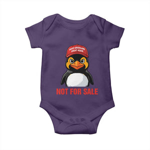 Greenland Is Not for Sale Baby Onesie Funny Nihilist Penguin FDT Political Meme TS14 Purple Print Your Wear