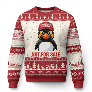 Greenland Is Not for Sale Ugly Christmas Sweater Funny Nihilist Penguin FDT Political Meme TS14 Beige Red Print Your Wear