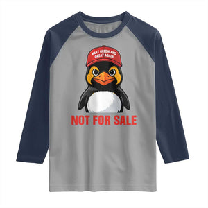 Greenland Is Not for Sale Raglan Shirt Funny Nihilist Penguin FDT Political Meme TS14 Sport Gray Navy Print Your Wear