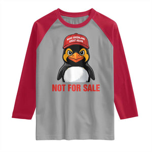 Greenland Is Not for Sale Raglan Shirt Funny Nihilist Penguin FDT Political Meme TS14 Sport Gray Red Print Your Wear
