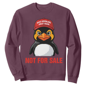 Greenland Is Not for Sale Sweatshirt Funny Nihilist Penguin FDT Political Meme TS14 Maroon Print Your Wear