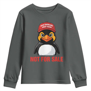 Greenland Is Not for Sale Youth Sweatshirt Funny Nihilist Penguin FDT Political Meme TS14 Dark Heather Print Your Wear