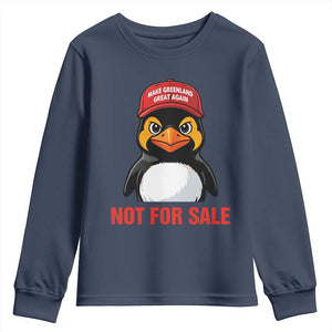 Greenland Is Not for Sale Youth Sweatshirt Funny Nihilist Penguin FDT Political Meme TS14 Navy Print Your Wear