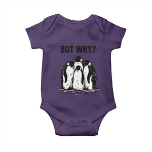 But Why Penguin Baby Onesie Funny Nihilist Hiking TS14 Purple Print Your Wear