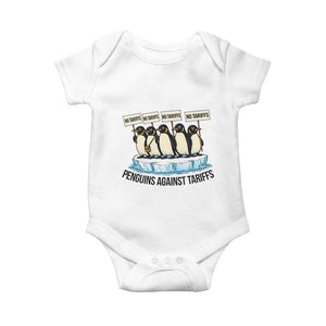 Penguins Against Tariffs Baby Onesie Resist Tariffs Subtle FDT Political Resistance TS14 White Print Your Wear