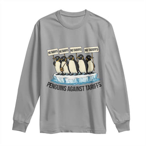 Penguins Against Tariffs Long Sleeve Shirt Resist Tariffs Subtle FDT Political Resistance TS14 Sport Gray Print Your Wear
