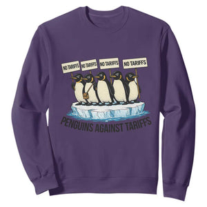 Penguins Against Tariffs Sweatshirt Resist Tariffs Subtle FDT Political Resistance TS14 Purple Print Your Wear