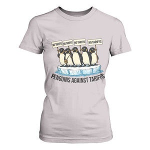 Penguins Against Tariffs T Shirt For Women Resist Tariffs Subtle FDT Political Resistance TS14 Ice Gray Print Your Wear