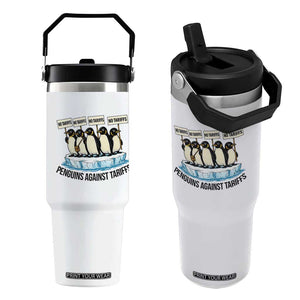Penguins Against Tariffs Flip Straw Tumbler Resist Tariffs Subtle FDT Political Resistance TS14 One Size: 30 oz White Print Your Wear
