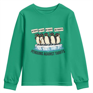 Penguins Against Tariffs Youth Sweatshirt Resist Tariffs Subtle FDT Political Resistance TS14 Irish Green Print Your Wear