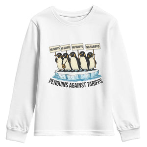 Penguins Against Tariffs Youth Sweatshirt Resist Tariffs Subtle FDT Political Resistance TS14 White Print Your Wear