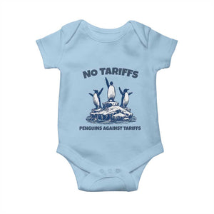 Penguins Against Tariffs Baby Onesie Resist Protest FDT Political TS14 Light Blue Print Your Wear