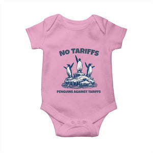 Penguins Against Tariffs Baby Onesie Resist Protest FDT Political TS14 Light Pink Print Your Wear