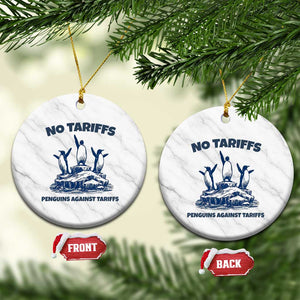 Penguins Against Tariffs Ceramic Ornament Resist Protest FDT Political TS14 1pc White Marble Print Your Wear