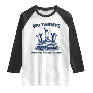 Penguins Against Tariffs Raglan Shirt Resist Protest FDT Political TS14 White Black Print Your Wear