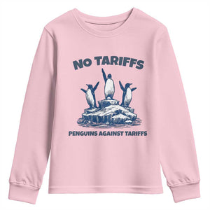 Penguins Against Tariffs Youth Sweatshirt Resist Protest FDT Political TS14 Light Pink Print Your Wear