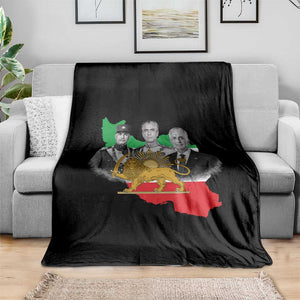 Pahlavi Dynasty Throw Blanket Three Generations Iran Lion and Sun Portrait TS14 Print Your Wear