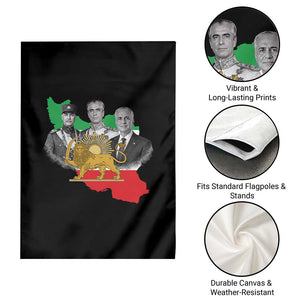 Pahlavi Dynasty Garden Flag Three Generations Iran Lion and Sun Portrait TS14 Print Your Wear