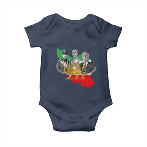 Pahlavi Dynasty Baby Onesie Three Generations Iran Lion and Sun Portrait TS14 Navy Print Your Wear