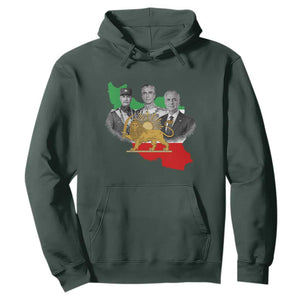 Pahlavi Dynasty Hoodie Three Generations Iran Lion and Sun Portrait TS14 Dark Forest Green Print Your Wear