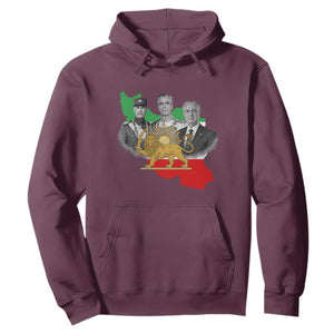 Pahlavi Dynasty Hoodie Three Generations Iran Lion and Sun Portrait TS14 Maroon Print Your Wear
