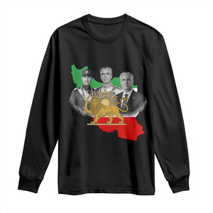 Pahlavi Dynasty Long Sleeve Shirt Three Generations Iran Lion and Sun Portrait TS14 Black Print Your Wear