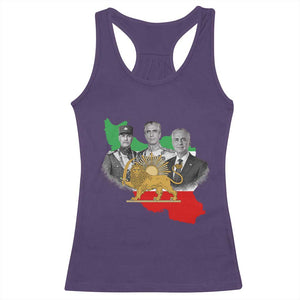 Pahlavi Dynasty Racerback Tank Top Three Generations Iran Lion and Sun Portrait TS14 Purple Print Your Wear
