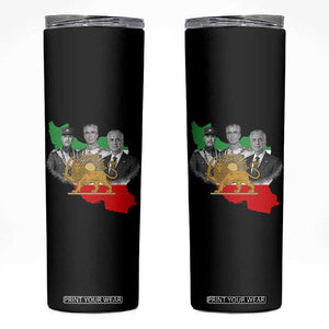 Pahlavi Dynasty Skinny Tumbler Three Generations Iran Lion and Sun Portrait TS14 Black Print Your Wear