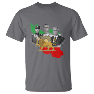 Pahlavi Dynasty T Shirt Three Generations Iran Lion and Sun Portrait TS14 Charcoal Print Your Wear