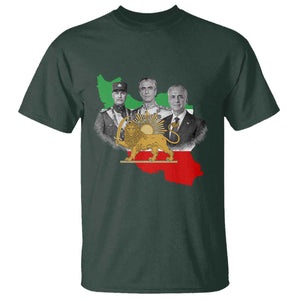 Pahlavi Dynasty T Shirt Three Generations Iran Lion and Sun Portrait TS14 Dark Forest Green Print Your Wear