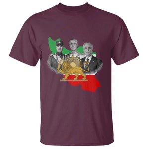 Pahlavi Dynasty T Shirt Three Generations Iran Lion and Sun Portrait TS14 Maroon Print Your Wear
