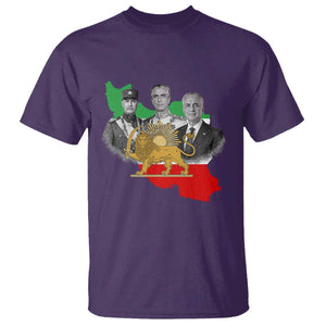 Pahlavi Dynasty T Shirt Three Generations Iran Lion and Sun Portrait TS14 Purple Print Your Wear