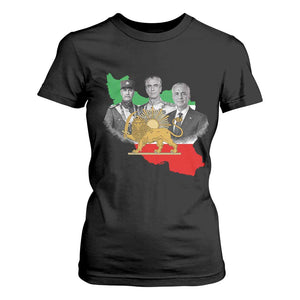Pahlavi Dynasty T Shirt For Women Three Generations Iran Lion and Sun Portrait TS14 Black Print Your Wear