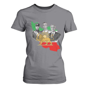 Pahlavi Dynasty T Shirt For Women Three Generations Iran Lion and Sun Portrait TS14 Charcoal Print Your Wear