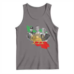 Pahlavi Dynasty Tank Top Three Generations Iran Lion and Sun Portrait TS14 Deep Heather Print Your Wear
