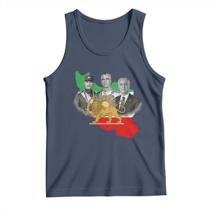 Pahlavi Dynasty Tank Top Three Generations Iran Lion and Sun Portrait TS14 Navy Print Your Wear