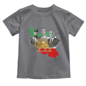 Pahlavi Dynasty Toddler T Shirt Three Generations Iran Lion and Sun Portrait TS14 Charcoal Print Your Wear
