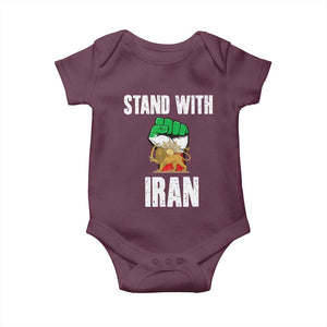 Free Iran Support Iranian MIGA Baby Onesie Stand With Iran TS14 Maroon Print Your Wear