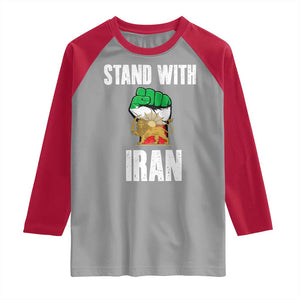 Free Iran Support Iranian MIGA Raglan Shirt Stand With Iran TS14 Sport Gray Red Print Your Wear